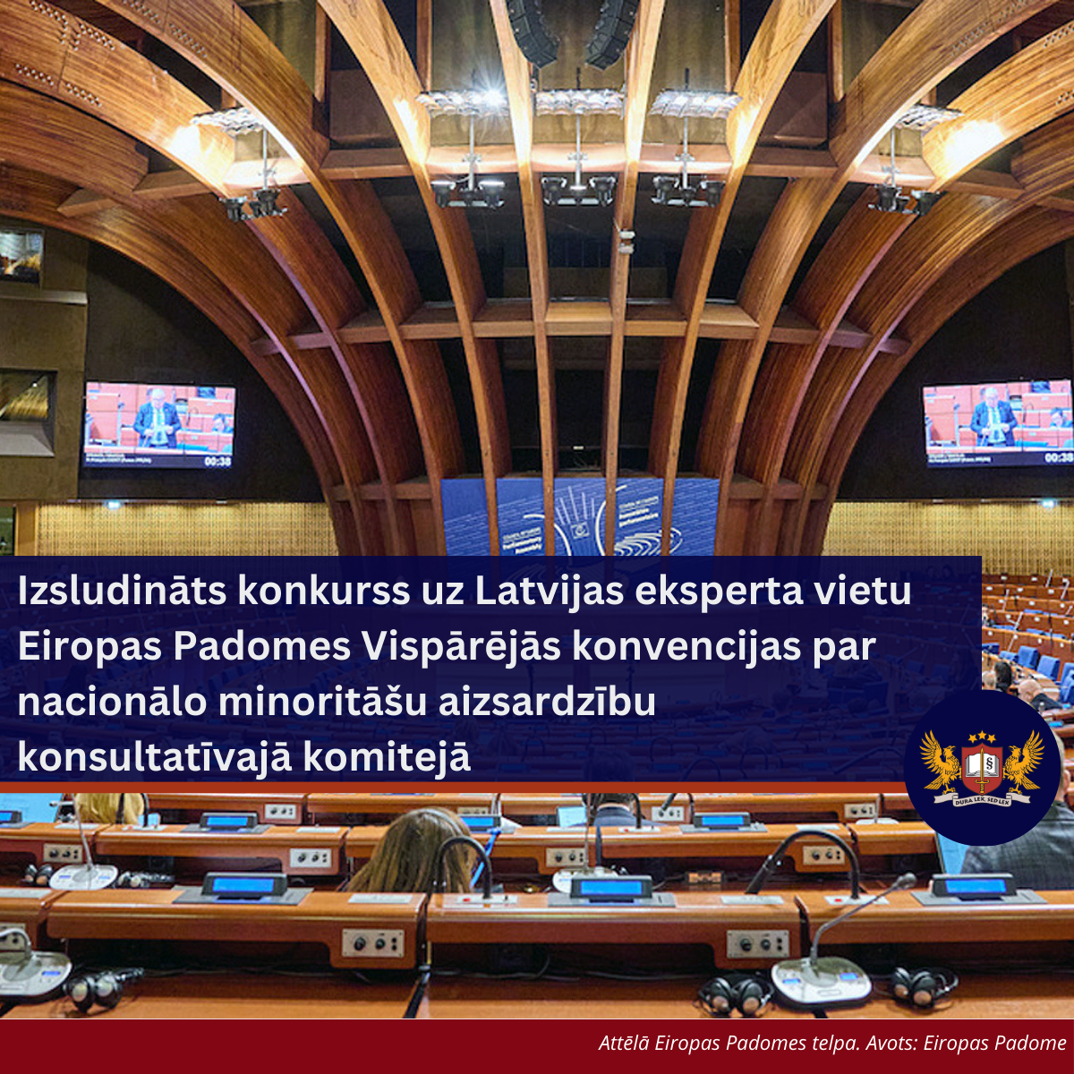 Attēls: Pagarināts pieteikšanās termiņš konkursam uz Latvijas eksperta vietu Eiropas Padomes Vispārējās konvencijas par nacionālo minoritāšu aizsardzību konsultatīvajā komitejā