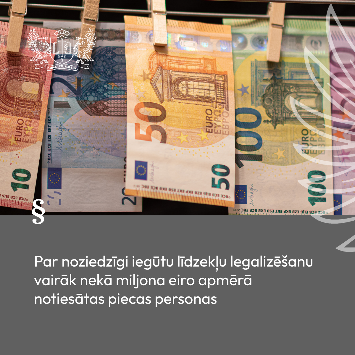 Attēlā eiro naudas zīmes izkārtas žāvēties kā veļa. Attēls: Canva