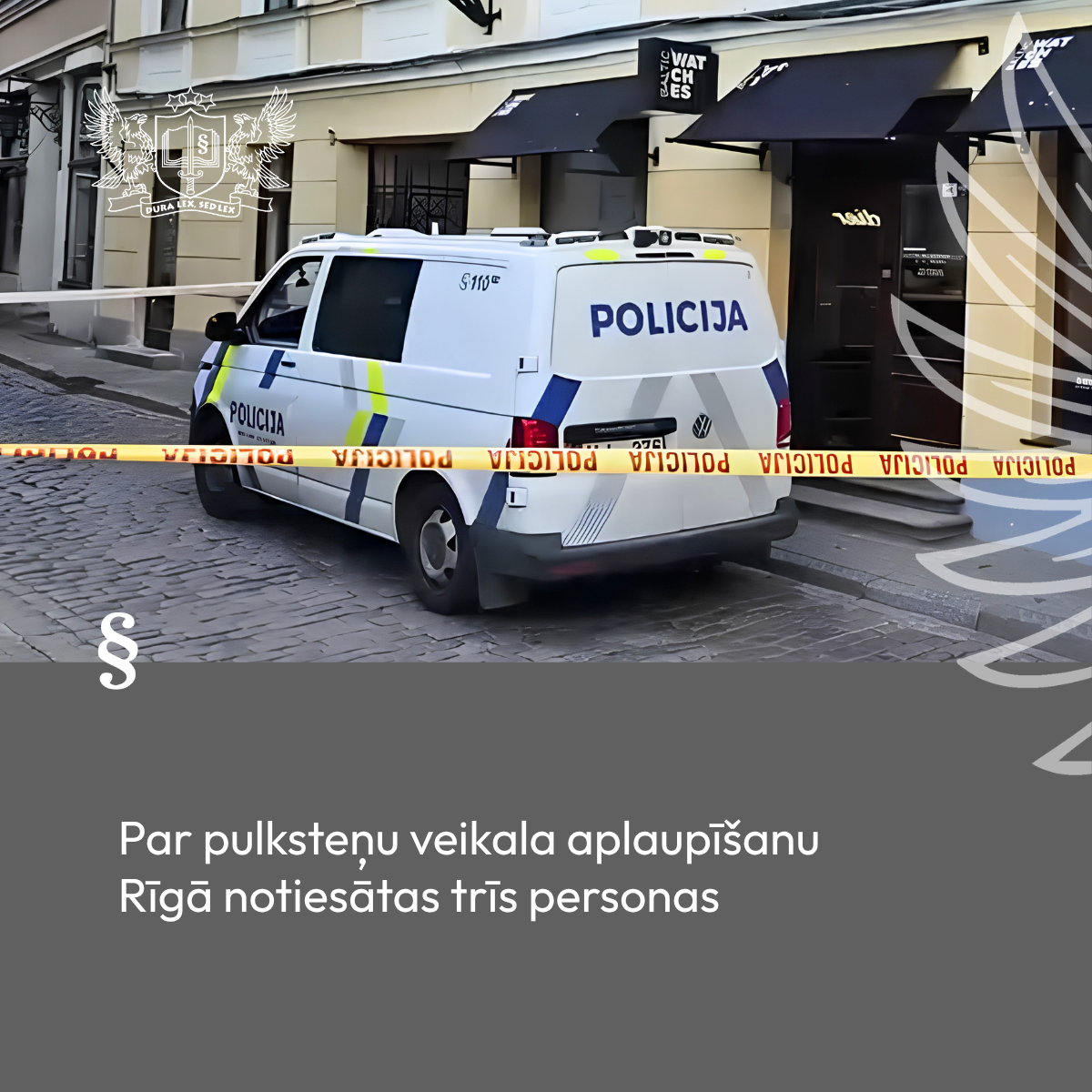 Attēlā redzams policijas auto. Attēla avots: ekrānšāviņš no LTV1 video