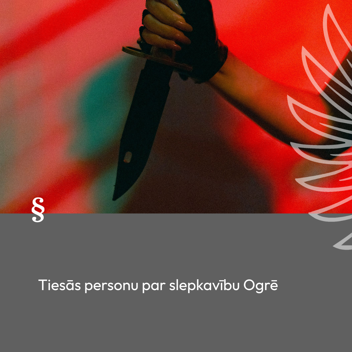 Attēlā uz sarkana fona redzama roka kurā ir duncis. Attēla avots: Pexels