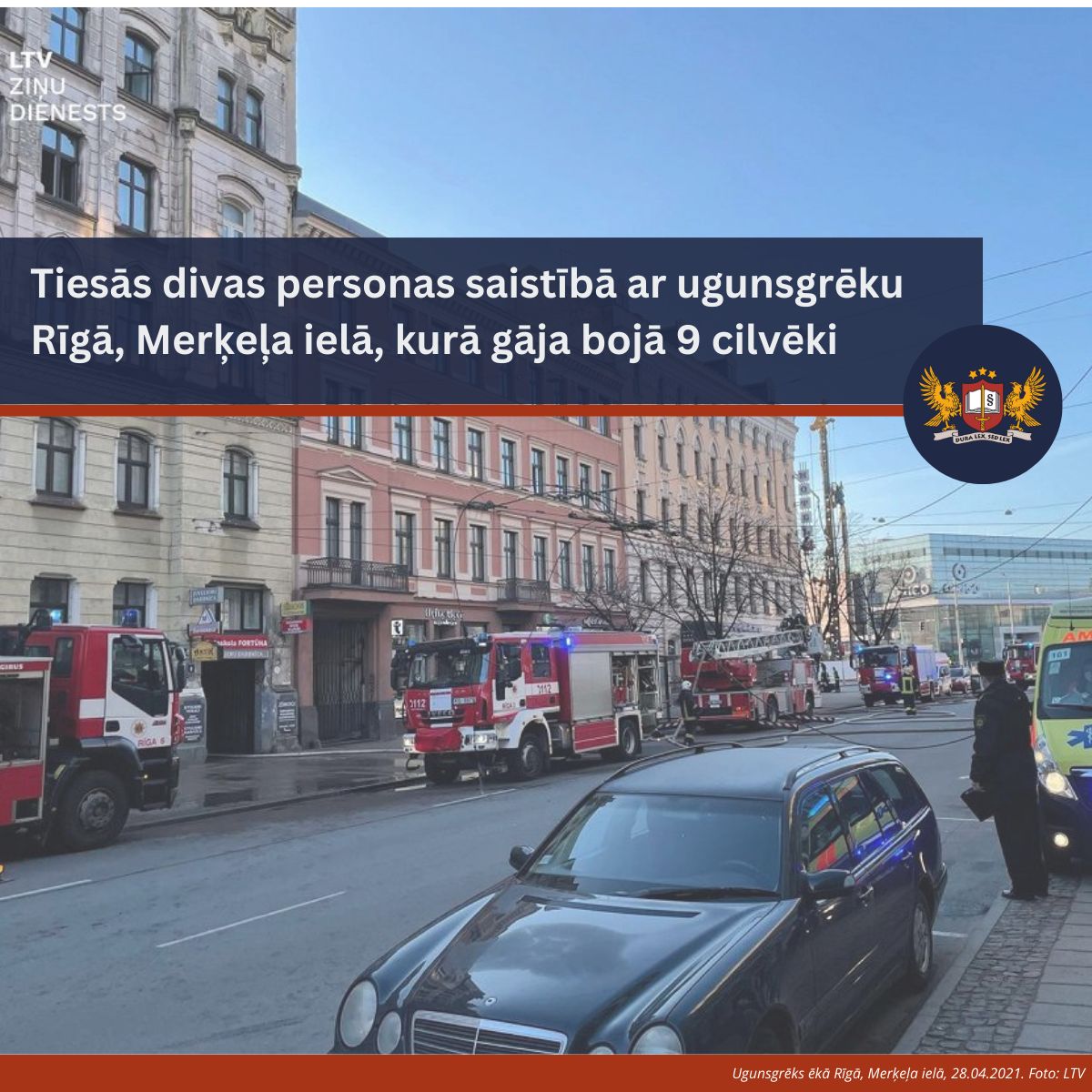 Tiesās divas personas saistībā ar ugunsgrēku Rīgā, Merķeļa ielā, kurā gāja bojā 9 cilvēki