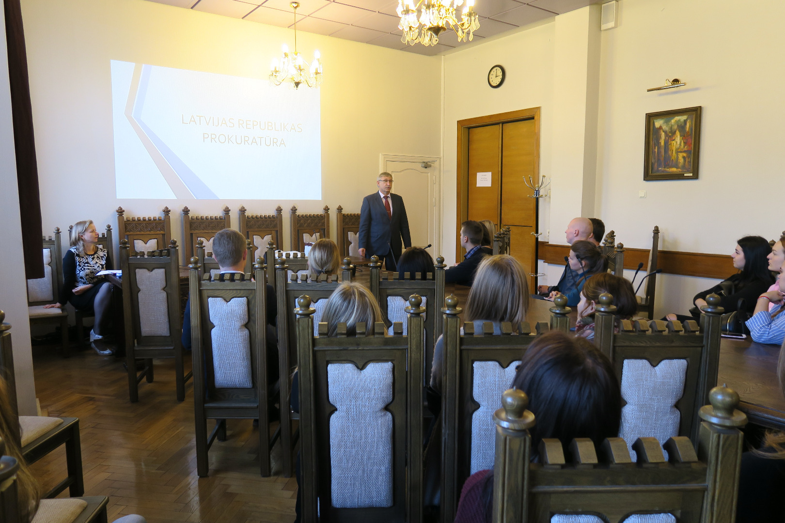Ģenerālprokurora Ērika Kalnmeiera tikšanās ar Rīgas Stradiņa Universitātes un Juridiskās koledžas studentiem 2017.gada 9.oktobrī