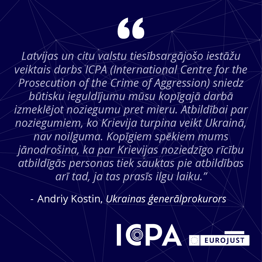 Apritējis gads kopš darbu sāka Starptautiskais centrs saukšanai pie atbildības par agresijas noziegumu pret Ukrainu (ICPA)